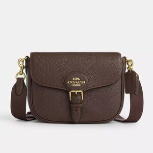 NWT Coach CP107 Amelia Saddle Bag Shoulder Bag Crossbody in Gold/Brown "SEALED*